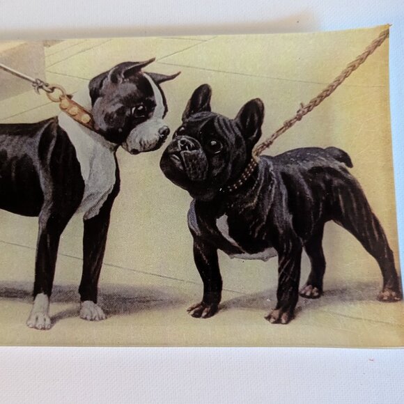 NWT Bulldog and Boxer Dogs MCM Retro Curved Glass Dish Decor Ashland Michael's - Picture 2 of 10